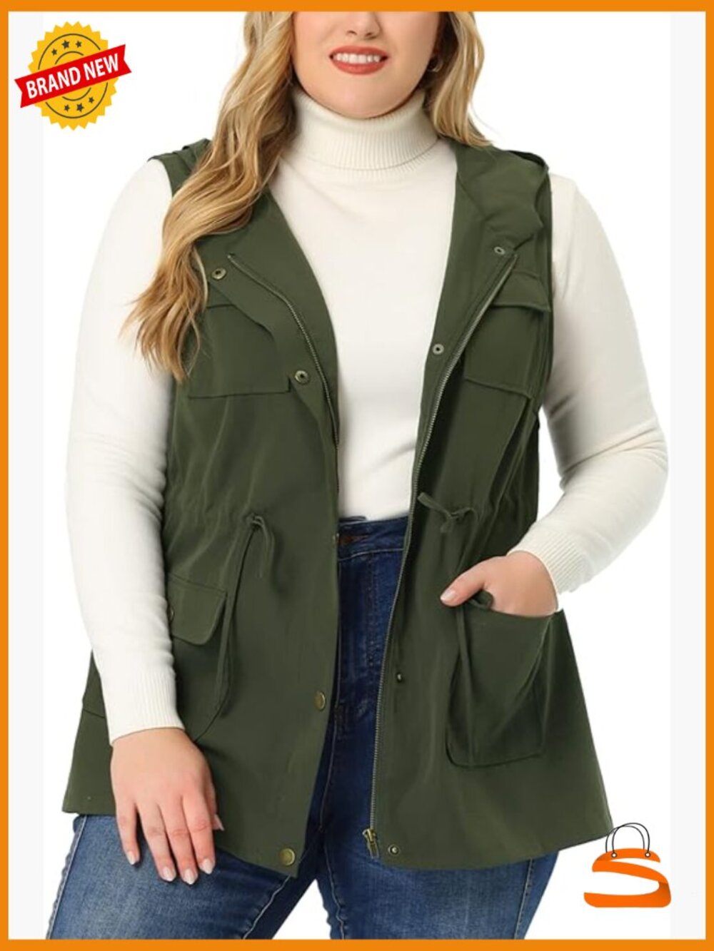 Women's Plus Size Utility Vest Sleeveless Jacket with Pockets